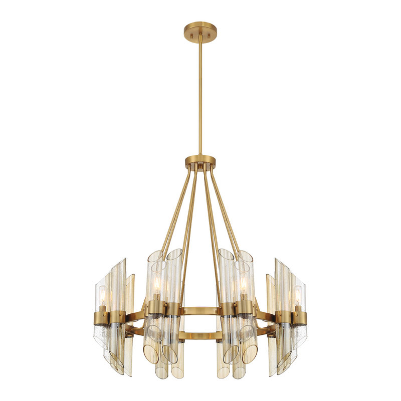  Lustre 8 lumières en laiton chaud Biltmore, 1 étage, H 31 po x l 30 po x P 30 po, 8 lumières