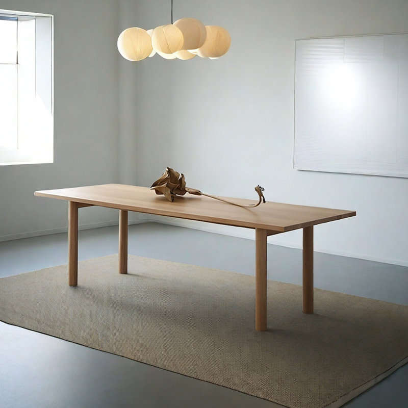 Table de salle à manger en bois massif de style japonais, H 29,52 po x L 78,74 po x l 31,49 po