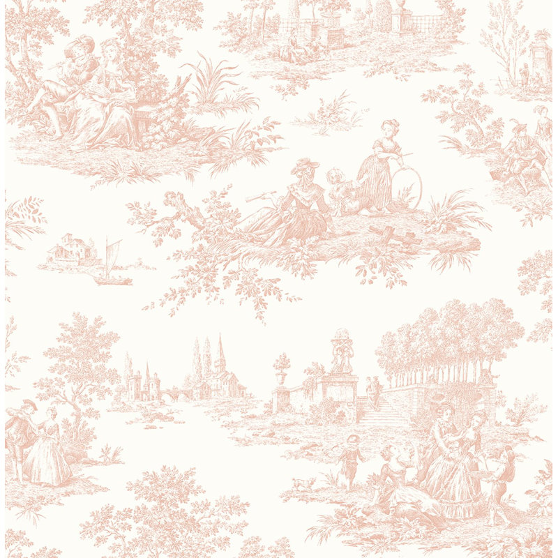 Addysin 5.48m x 52.07cm Satin Peel and Stick Wallpaper Roll, Pink