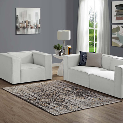 Tapis noir et beige Ganesa