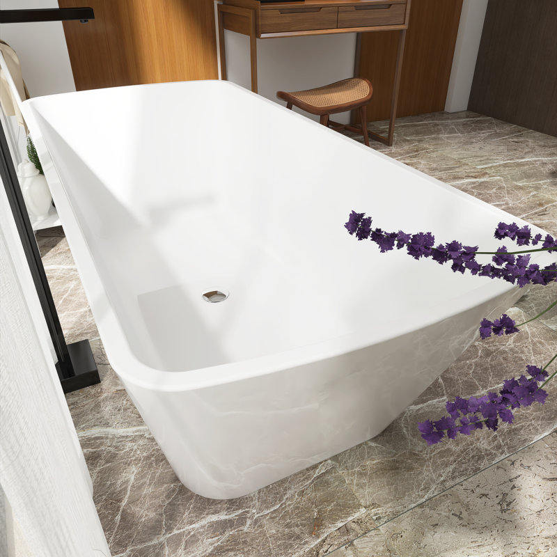 Baignoire de trempage autoportante en acrylique 67 po. X 31 po. Blanche