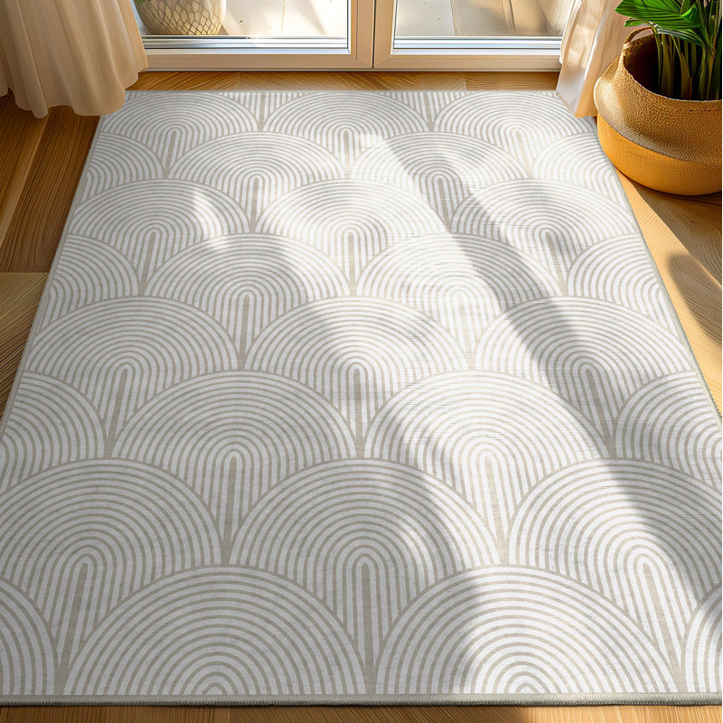 Kehr Echo Arch Pattern Beige Flatwoven Rug – Easy Clean & Durable, Rectangle 5' x 3'3"