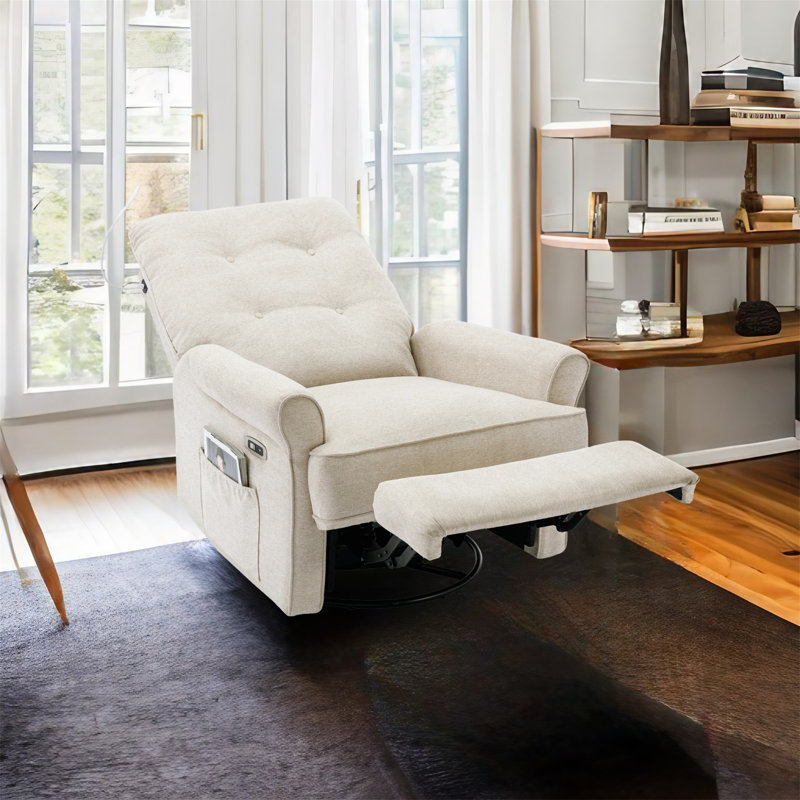 Fauteuil inclinable Ezzidi, Mélange de lin crème