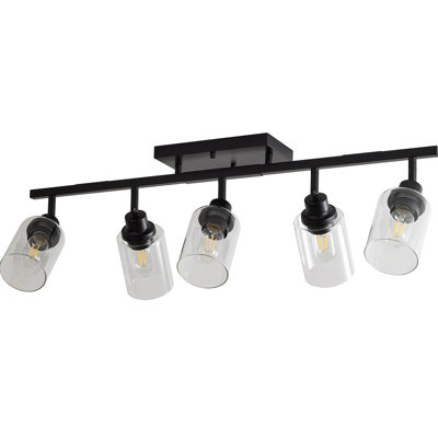 5 - Éclairage sur rail noir, conception rustique, lumières réglables, compatible avec les ampoules halogènes, installation facile pour le salon, la salle de bain, projecteur rotatif moderne à utilisation intérieure, abat-jour en verre, plafond ou mur