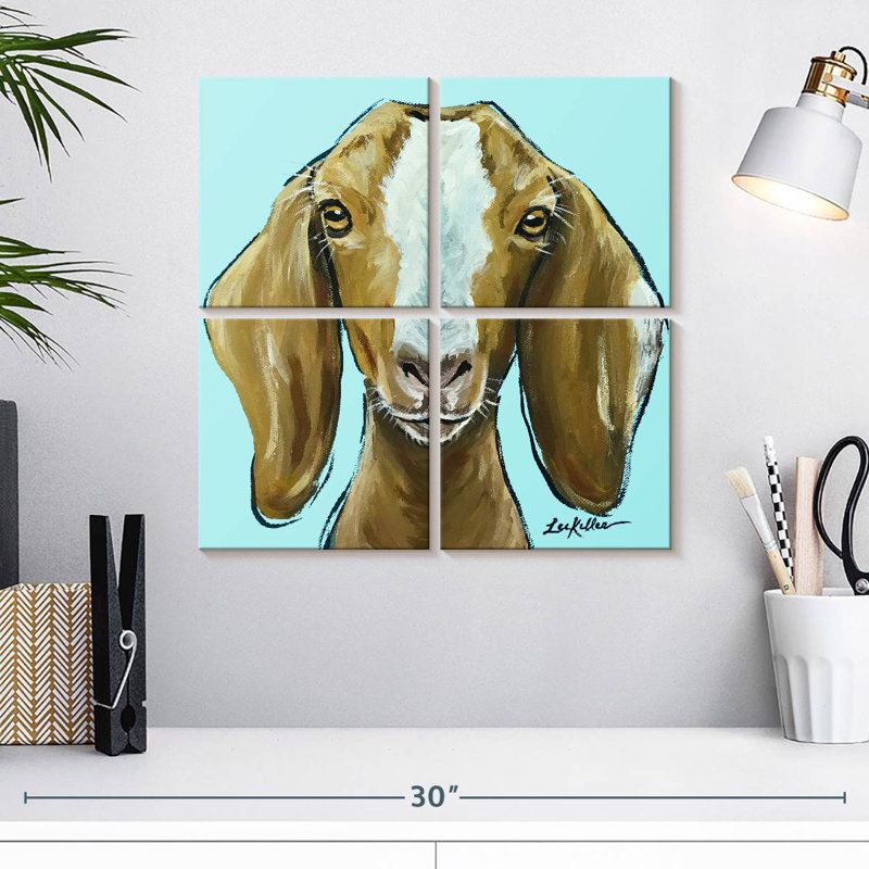 Brampt Goat Square Blue, 18" H x 18" W