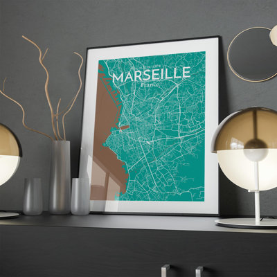Marseille City Map In Nature - No Frame Print