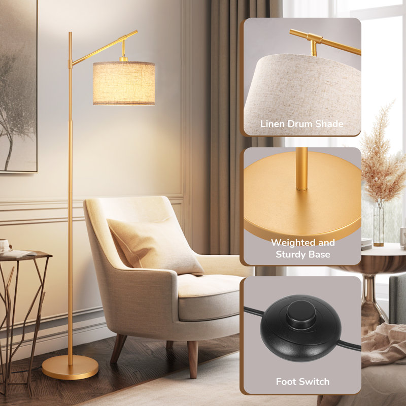 Lampe sur pied arquée 63,8 po Banty, Doré