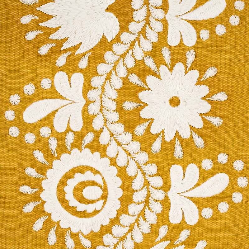 Theodora Embroidery Fabric, Saffron
