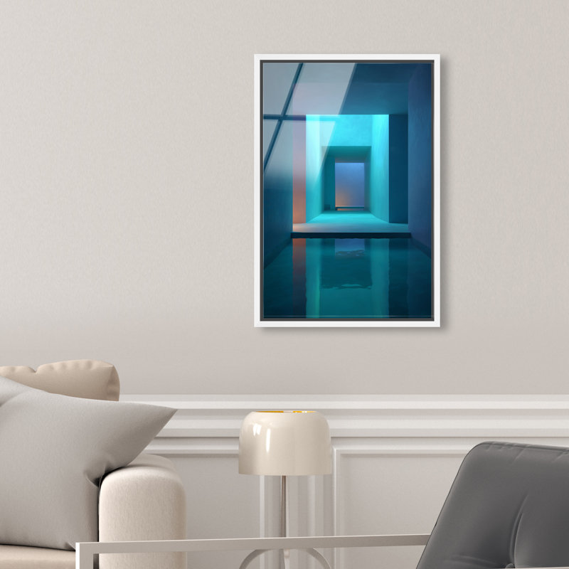 Cerulean Corridor I Print, 31"H x 21"W, White Floater Frame