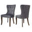 Chaise de salle à manger rembourrée en gris à oreilles capitonnée Dupras-1220787453
