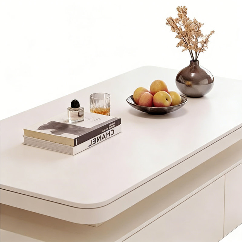 Table basse de luxe crème moderne, H 16,53 po x L 55,11 po x l 27,55 po