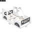 Lit plateforme simple en forme de voiture avec roues, bleu, lit-120073197
