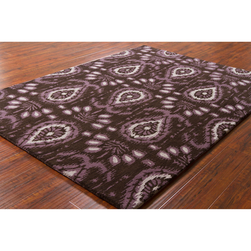 Tapis d'intérieur en laine performante, deux tapis faits main, tuftés à la main, motif floral rouille, 7 pi x 10 po
