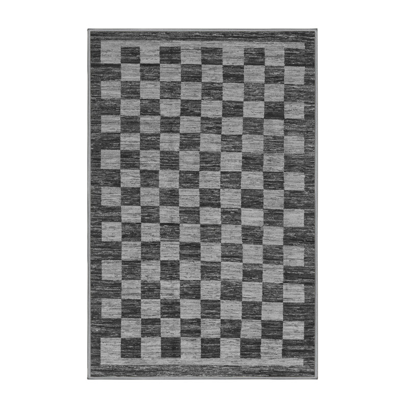 Tapis tissé à la machine gris / noir Weta, Rectangle 2 pi x 3 pi