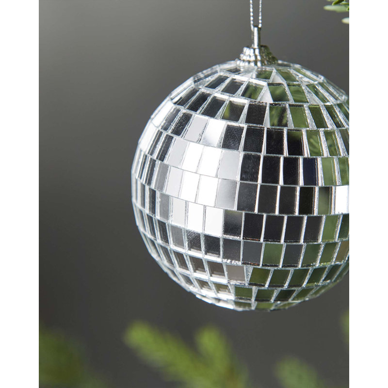 8cm Glass Bauble, Silver