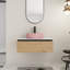 Meuble-lavabo mural moderne avec lavabo et rangement en céramique d'art