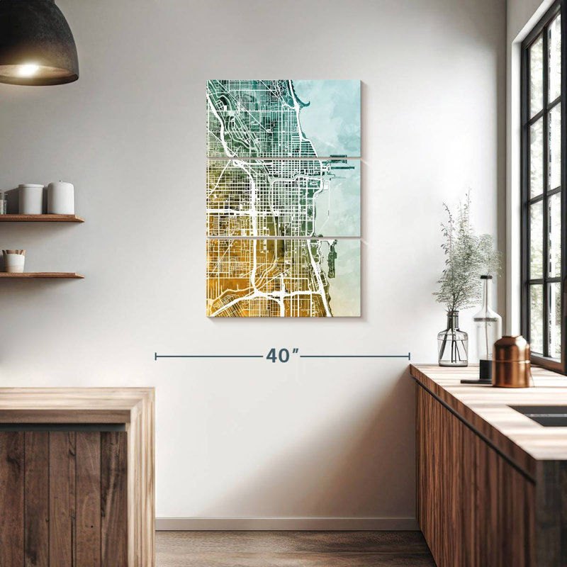 Carte de la ville de Chicago, Aliaz, H 38 po x l 24 po
