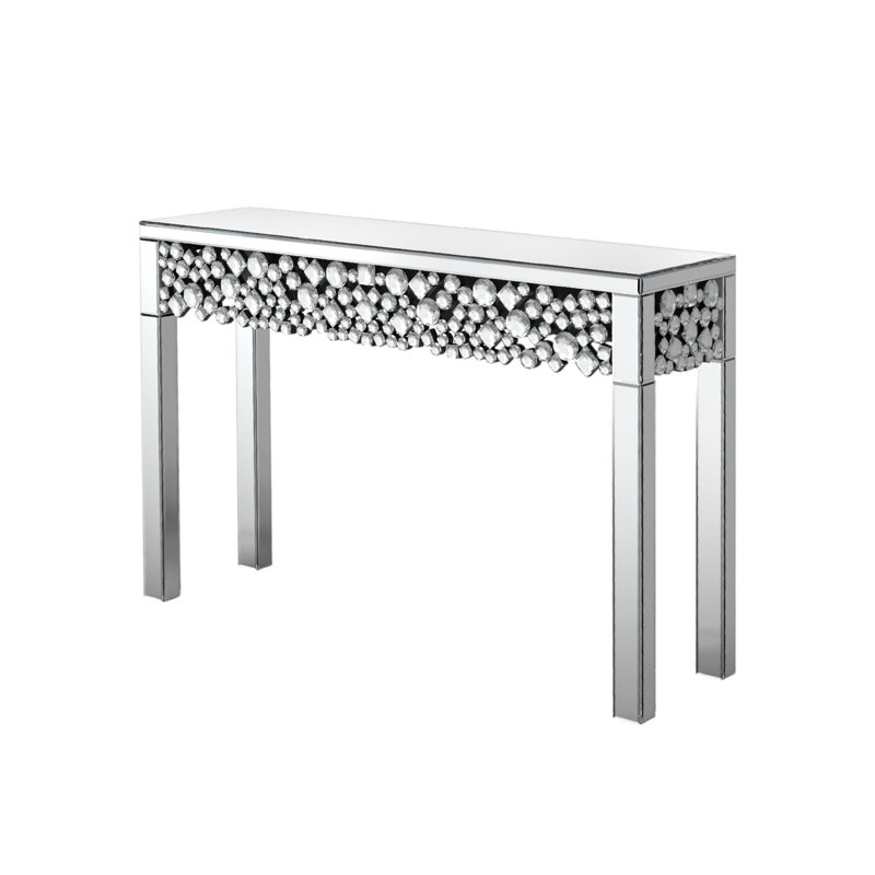 Console 47 po en verre miroitant argenté