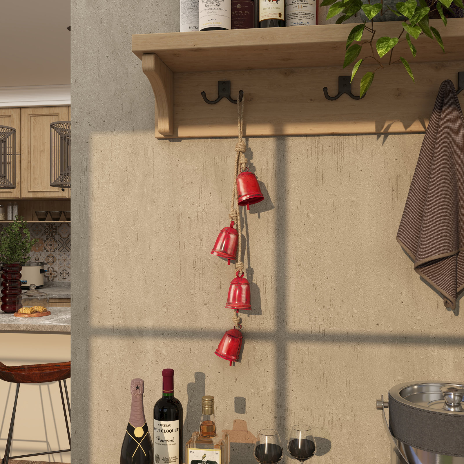 Decorative Bell Sculpture, Red