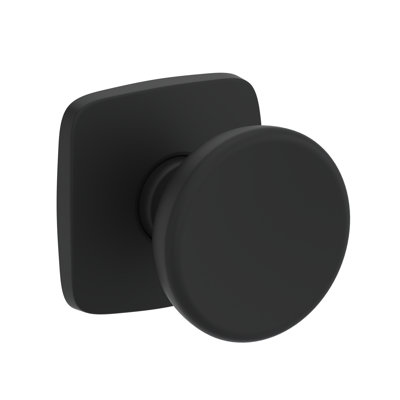 Solvang Passage Knob with Soft Square Rose in Satin Black
