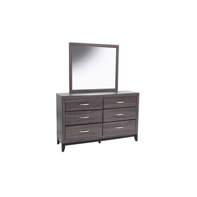 Commode 1 pièce de style rustique avec poignées en métal et pieds en bois noirs