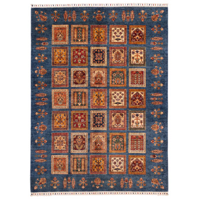 Tapis bleu moderne Ersari 5 pi 2 po x 7 pi 0 po