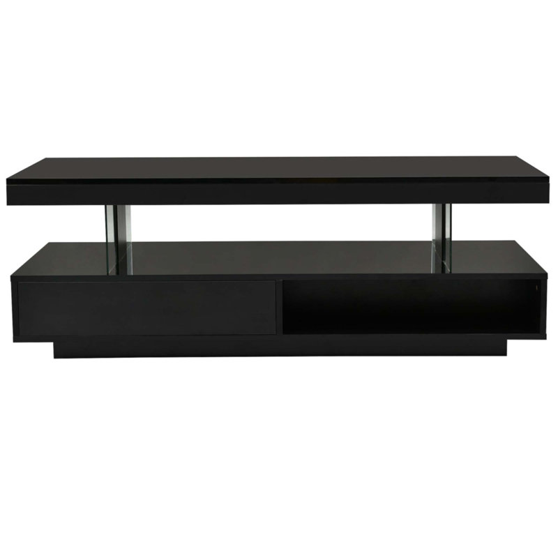 Table basse à DEL avec rangement, Noir