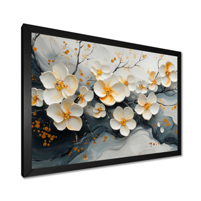Velvet Black Cherry Blossoms II - Cherry Blossom Framed Wall Art