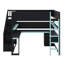 Lit mezzanine avec escalier de rangement, bureau intégré, tablettes et panneau perforé Gaming-1259335049