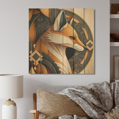 «Retro Graphic Fox I», reproduction sur bois