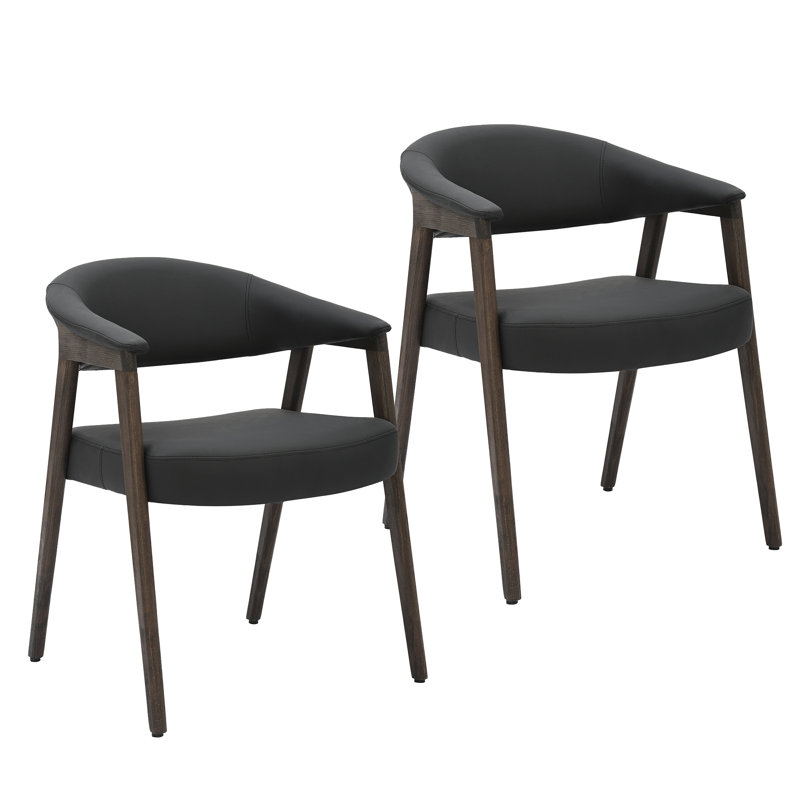Chaise de salle à manger Mid-Century, Gris, Noyer foncé
