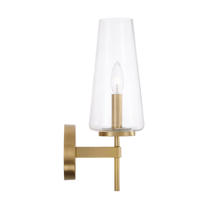 5" W x 15.75" H Wallchiere Sconce in Aged Brass with Clear Glass, Aged Brass
