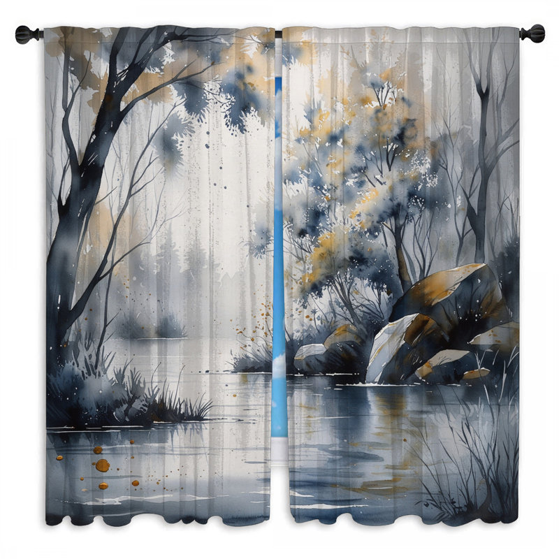 Rideaux de fenêtre Watercolor, 20 po x 60 po - 2 panneaux, Obscurcissement de chambre