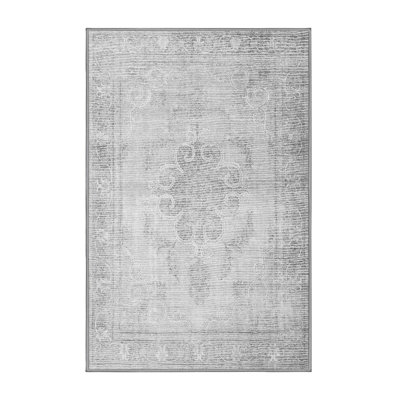 Tapis oriental gris / blanc tissé à la machine