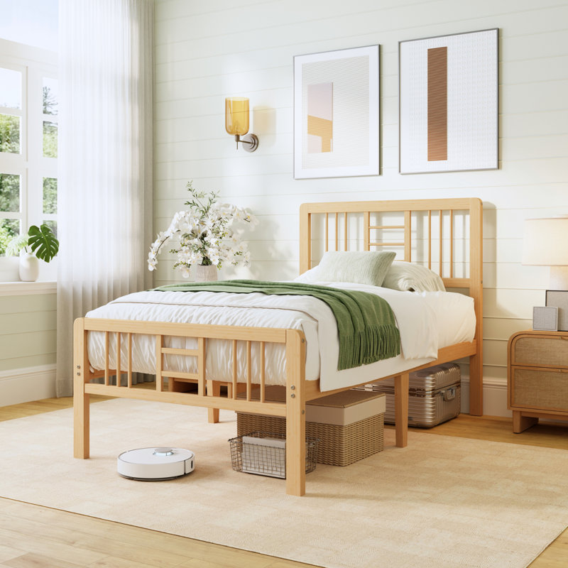 Structure de lit simple en bambou en bois TG, pied de lit haut, robuste, silencieux, sans sommier, Simple TG