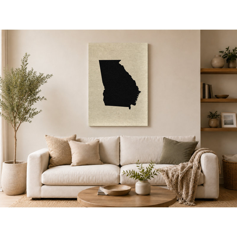 Georgia State Silhouette - Portrait, art mural sur toile, 11" W x 14" H