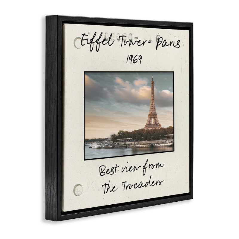 Cadre flottant rétro Tour Eiffel, par Danita Delimont, Cadre flottant noir de jais, H 18 po x l 18 po