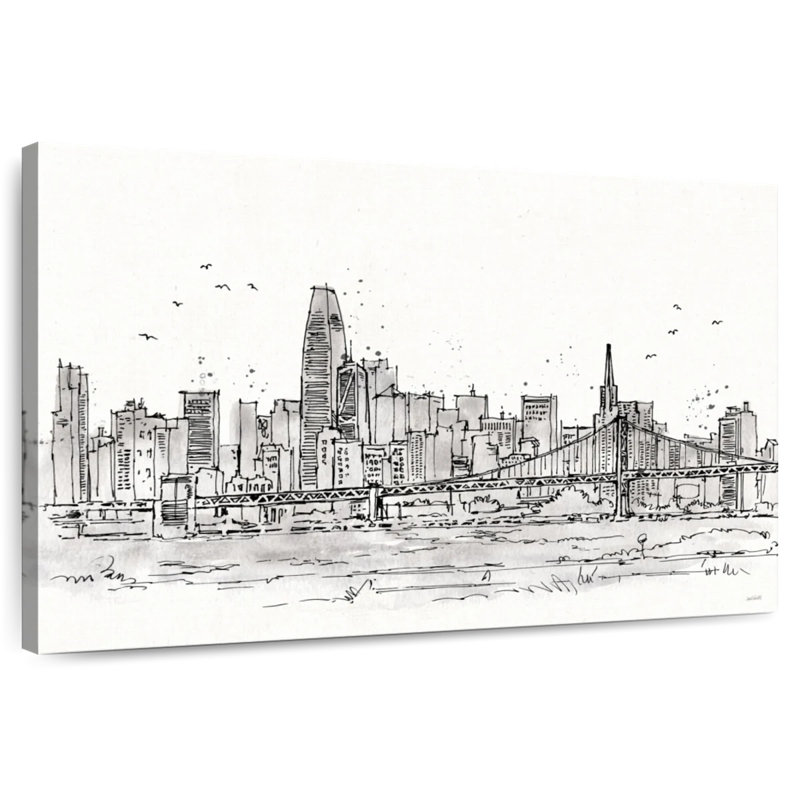 Sirci Skyline Sketches IV sans mots - fleurs, H 32 po x l 48 po