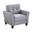 Fauteuil confortable avec accoudoirs rembourrés de 35 po en lin gris-bleu pour un moment de détente