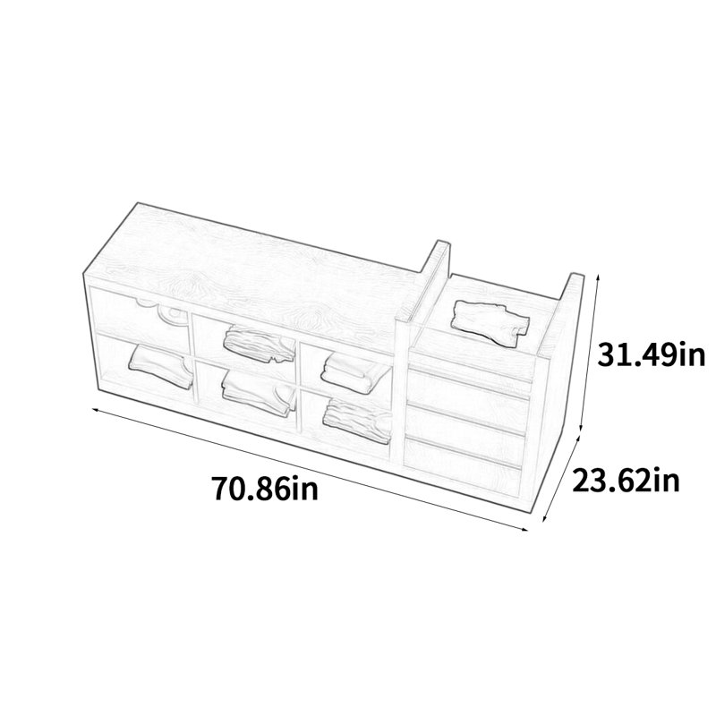 Armoire pour îlot central de style médiéval, H 31,49 po x l 70,86 po x P 23,62 po