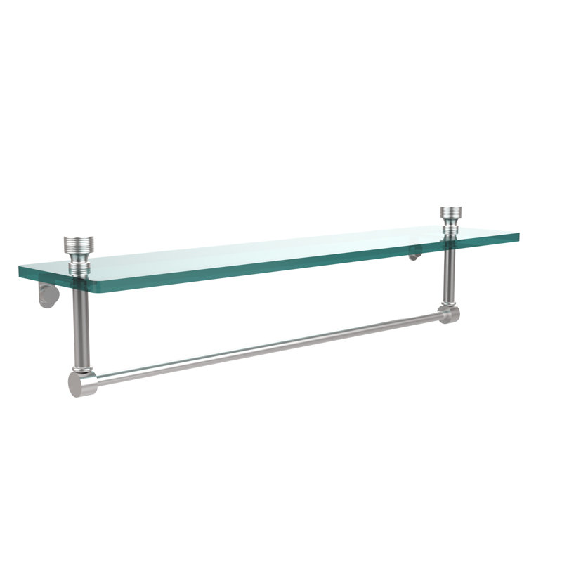 Ballenas Bracket Shelf with Towel Bar, Satin Chrome, 5' H x 22' W x 5' D