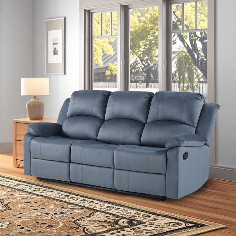 81.9'' Wide Modern Skin-Friendly Microfiber Manual Recline Sofa with Super Soft Backrest & Seat