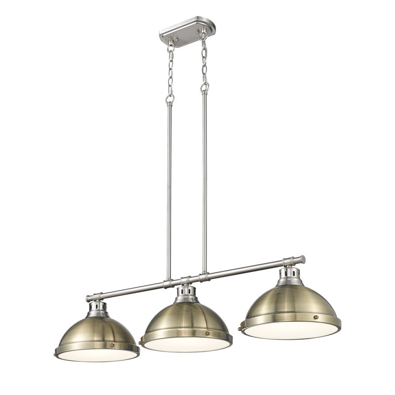 Laramy 3-Light Linear Pendant, Aged Brass, Pewter