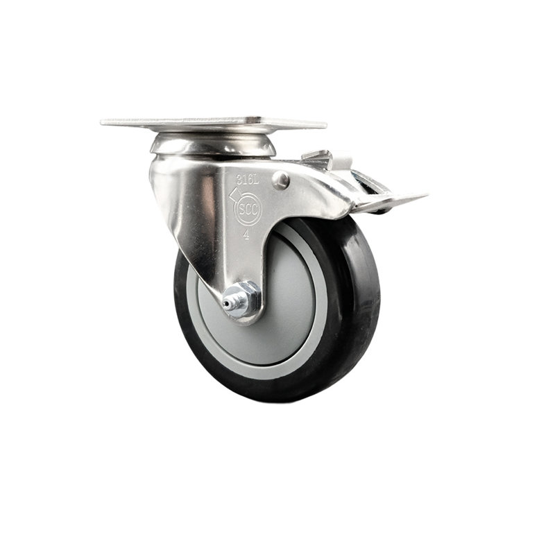 Polyurethane Swivel Top Plate Caster, Black