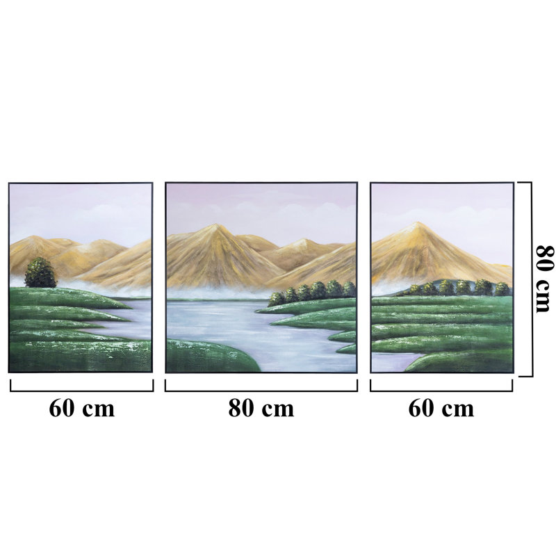 Majestic Mountain Trio, Large Yellow-Green Canvas Set