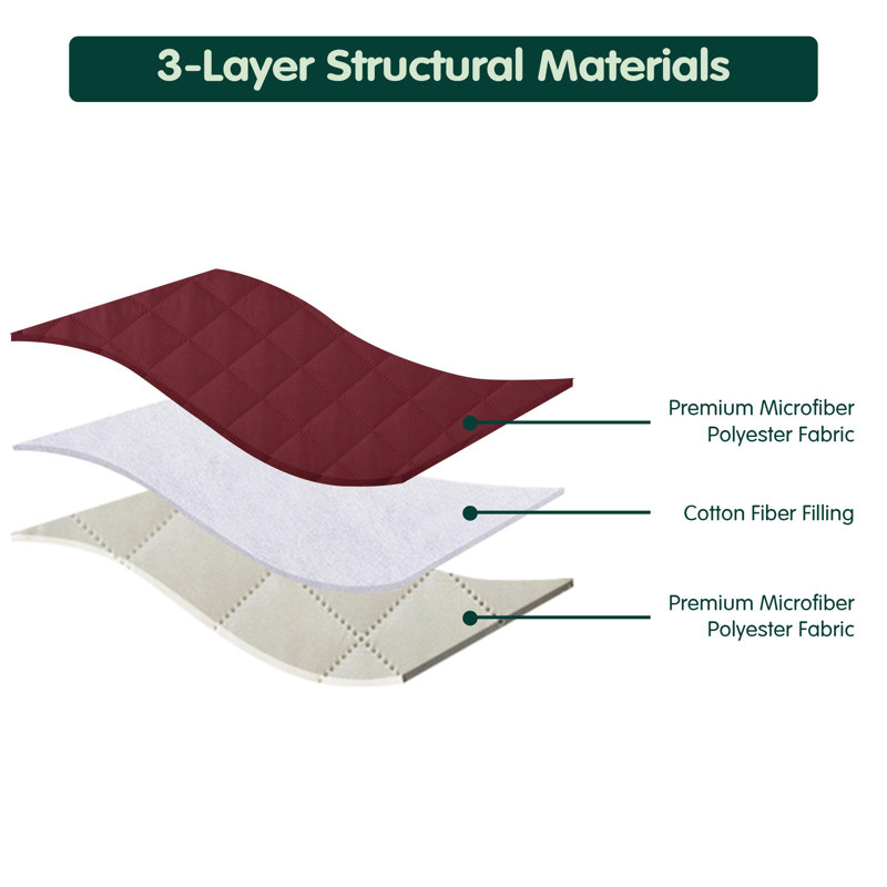 Causeuse réversible matelassée avec poches latérales, Vin, H 76 po x l 98 po x P 22 po