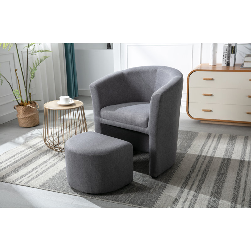 Alleria Fabric Accent Chair with Ottoman, Dark Grey