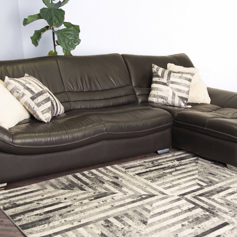 Tapis gris / noir Sechura, Rectangle 5 pi x 7 pi