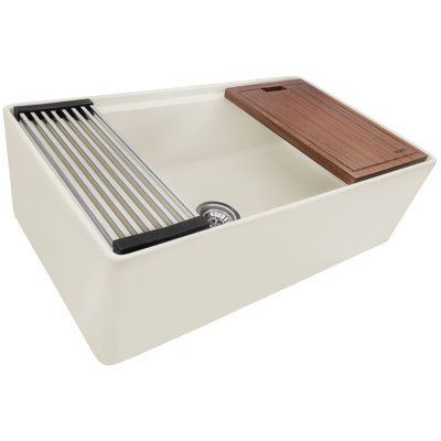 Ruvati 33 inch Fireclay Workstation Farmhouse Kitchen Sink Apron Front Single Bowl