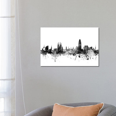 Barcelona, Spain In Black & White by Michael Tompsett - 1 Piece Wrapped Canvas Wall Art